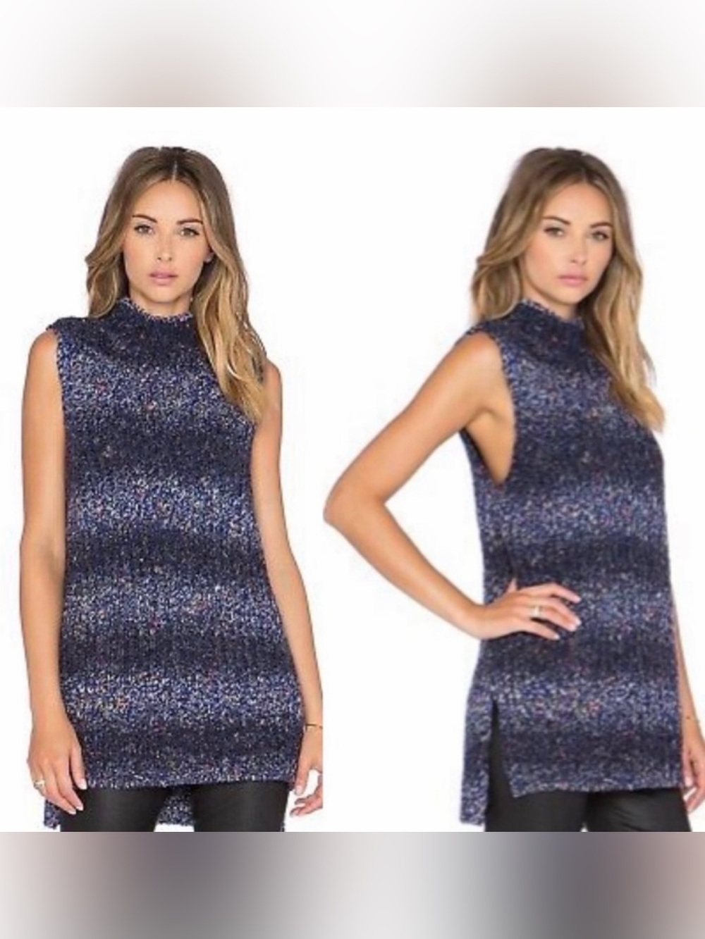 Milly Mockneck Wool Blend Sleevesless Tunic Knit Sweater Size P(Small) NWT $295